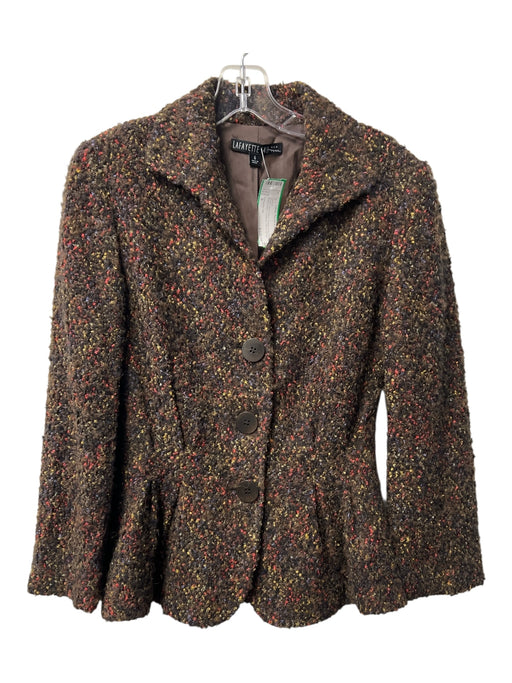 Lafayette 148 Size 6 Brown Wool Blend Tweed Long Sleeve Button Down Jacket Brown / 6