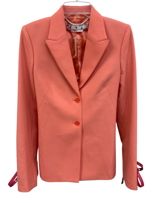 Off-White Size 42 Coral Pink Wool Blend Back Cut Out Strap Detail Blazer Jacket Coral Pink / 42