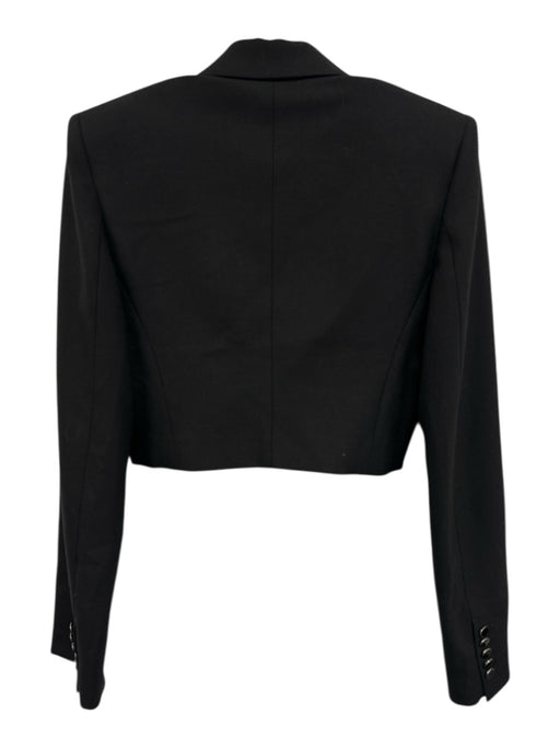 Off-White Size 42 Black Wool Blend Shoulder Pads One Button Cropped Jacket Black / 42