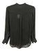 Vince Size 4 Navy Blue Rayon & Silk Sheer Long Sleeve Textured 1/2 Button Top Navy Blue / 4