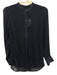 Vince Size 4 Navy Blue Rayon & Silk Sheer Long Sleeve Textured 1/2 Button Top Navy Blue / 4