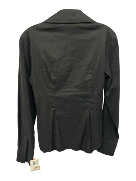 Trina Turk Size S Black Cotton Blend Long Sleeve Twist Front Side Zip Top Black / S