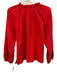 Cleobella Size S Red Cotton Long Balloon Sleeve Button Front Ruffle Detail Top Red / S