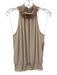 Amanda Uprichard Size L Khaki Beige Polyester Sleeveless Shirred high neck Top Khaki Beige / L