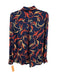 L'agence Size XS Navy Blue & Orange Silk Abstract Botanical Print Button Up Top Navy Blue & Orange / XS