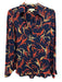 L'agence Size XS Navy Blue & Orange Silk Abstract Botanical Print Button Up Top Navy Blue & Orange / XS