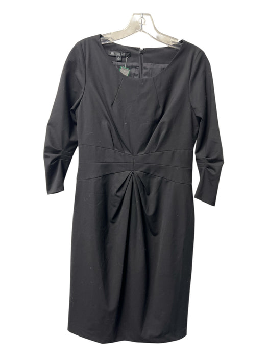 Lafayette 148 Size 4 Black Wool Round Neck Back Zip 3/4 Sleeve Dress Black / 4