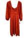 Madewell Size Est M Red Orange Cotton Blend 3/4 Balloon Sleeve Plaid Weave Dress Red Orange / Est M