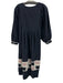 Madewell Size M Navy Blue, White & Purple Cotton 3/4 Dolman Sleeve V Neck Dress Navy Blue, White & Purple / M