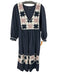 Madewell Size M Navy Blue, White & Purple Cotton 3/4 Dolman Sleeve V Neck Dress Navy Blue, White & Purple / M