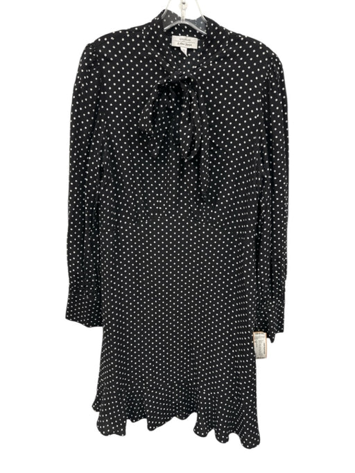 & Other Stories Size 10 Black & White Viscose Polka Dots Long Sleeve Dress Black & White / 10