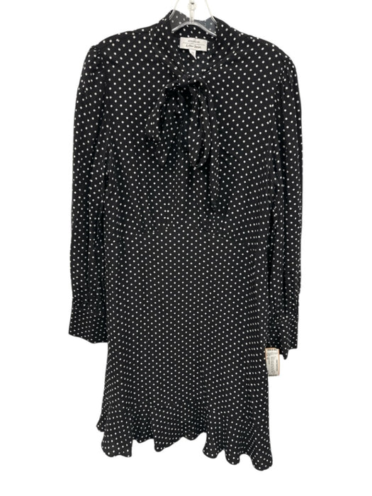 & Other Stories Size 10 Black & White Viscose Polka Dots Long Sleeve Dress Black & White / 10