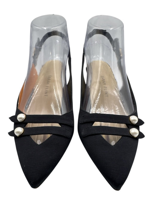 Sarah Flint Shoe Size 36.5 Black textile upper Grosgrain Ankle Buckle Slingbacks Black / 36.5