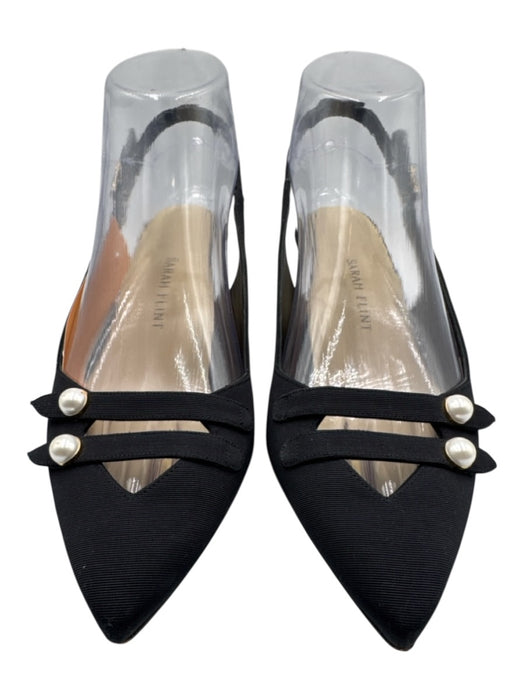 Sarah Flint Shoe Size 36.5 Black textile upper Grosgrain Ankle Buckle Slingbacks Black / 36.5