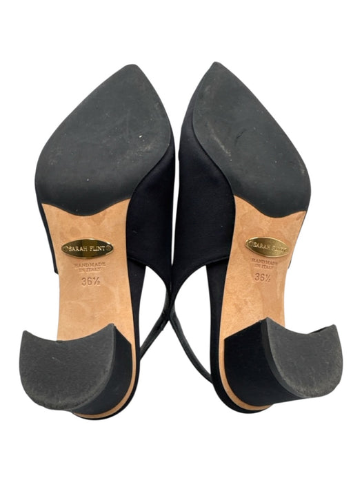 Sarah Flint Shoe Size 36.5 Black textile upper Grosgrain Ankle Buckle Slingbacks Black / 36.5