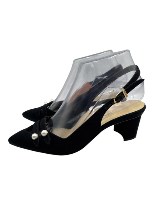 Sarah Flint Shoe Size 36.5 Black textile upper Grosgrain Ankle Buckle Slingbacks Black / 36.5