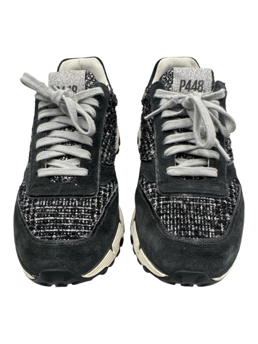 P448 Shoe Size 38 Black & White textile upper Tweed Shimmer Low Top Sneakers Black & White / 38