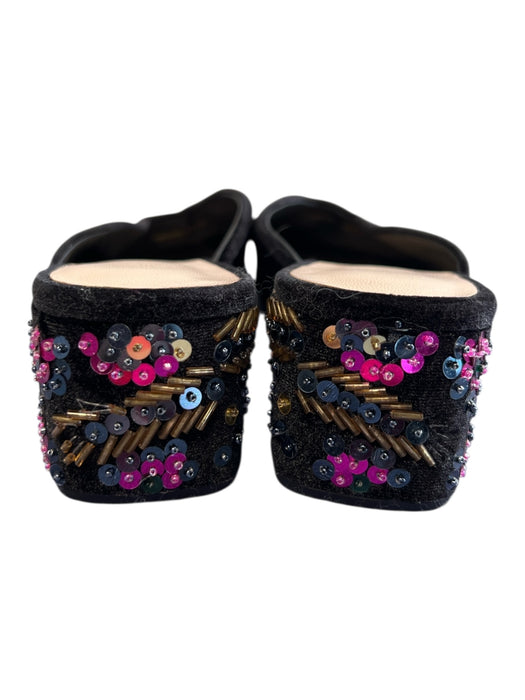 Loeffler Randall Shoe Size 7.5 Black Velvet Square Toe V top Open Back Shoes Black / 7.5