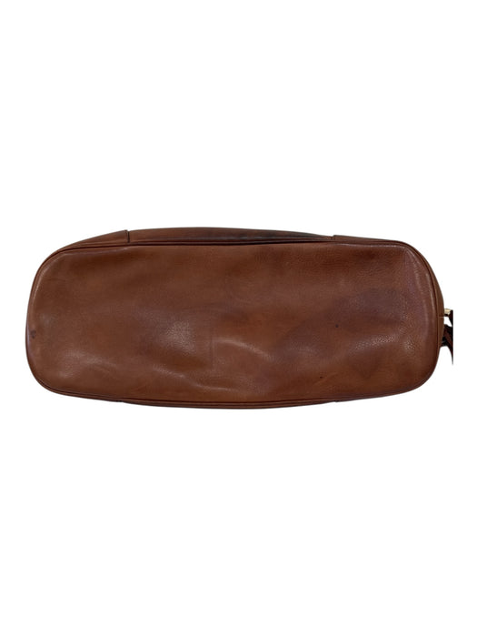 Gucci Brown Leather Gold Tone Hardware Bamboo Detail Braided Strap Shoulder Bag Brown