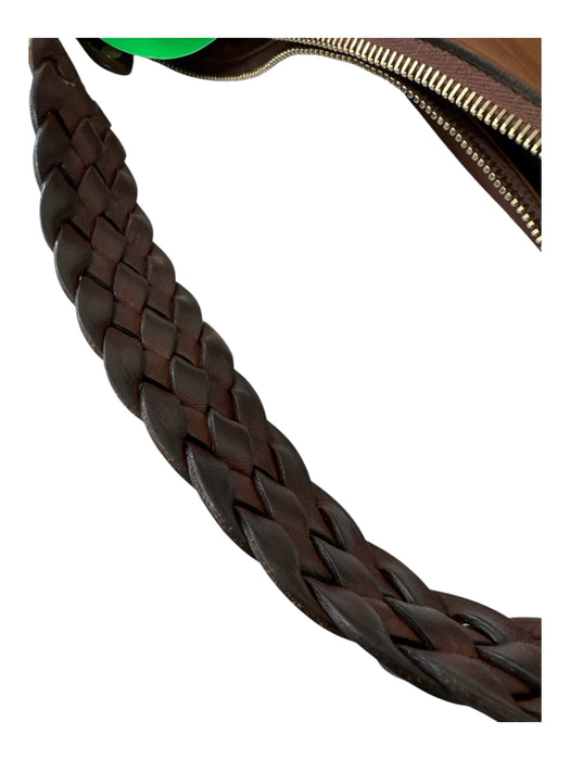 Gucci Brown Leather Gold Tone Hardware Bamboo Detail Braided Strap Shoulder Bag Brown