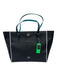 Coach Black, Teal & White Leather silver tone hardware Zipper Closure Tote Bag Black, Teal & White