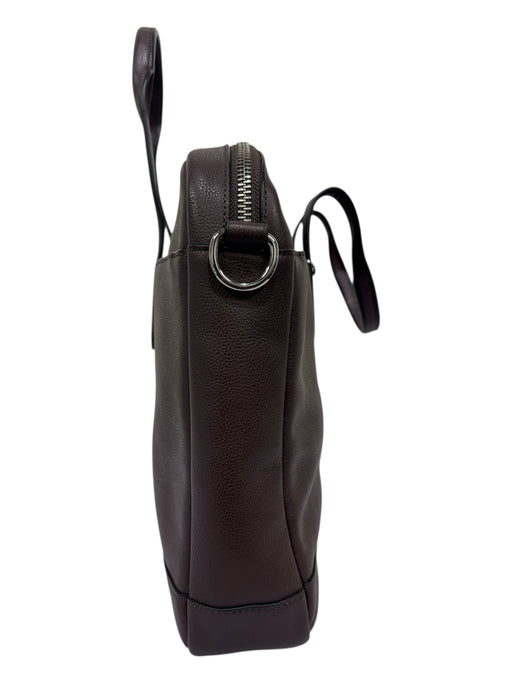 Coach Brown Leather silver tone hardware Shoulder Strap Included Briefcase Bag Brown