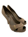 Louis Vuitton Shoe Size 37 Taupe Gray Suede Upper Criss Cross Peep Toe Pumps Taupe Gray / 37