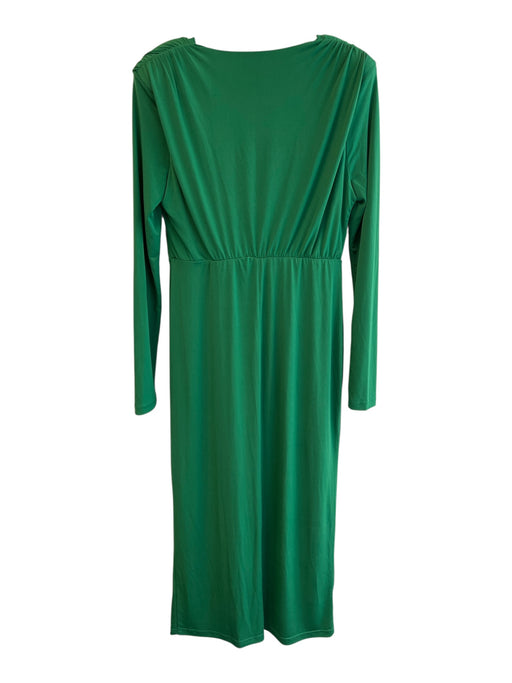 Karen Millen Size M Green Polyester & Spandex Drape Solid Long Sleeve Maxi Dress Green / M