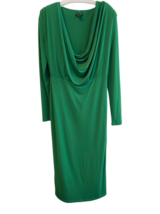 Karen Millen Size M Green Polyester & Spandex Drape Solid Long Sleeve Maxi Dress Green / M