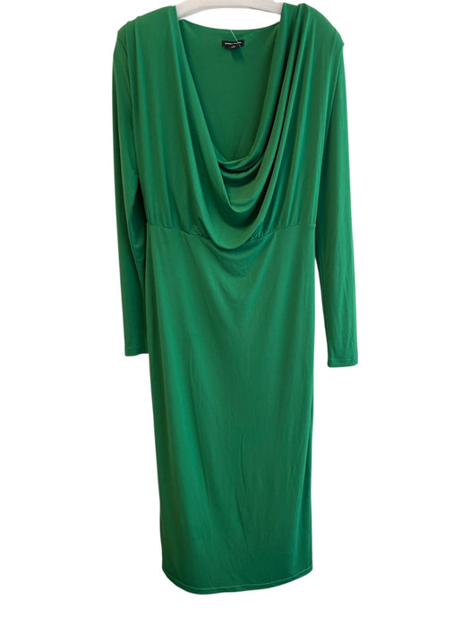 Karen Millen Size M Green Polyester & Spandex Drape Solid Long Sleeve Maxi Dress Green / M
