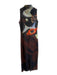 Desigual Size M Brown & Multi Polyester Body Con Semi Sheer Sleeveless Dress Brown & Multi / M
