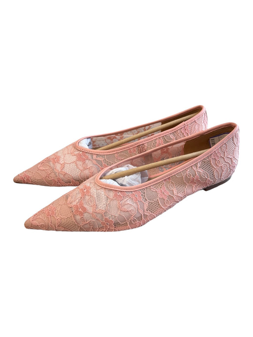 Silent D Shoe Size 39 Pink Leather Upper Flat Pointed Toe Floral Shoes Pink / 39