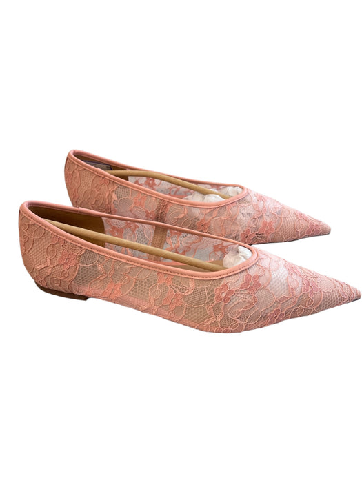 Silent D Shoe Size 39 Pink Leather Upper Flat Pointed Toe Floral Shoes Pink / 39