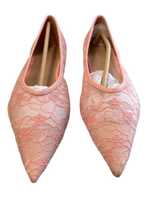 Silent D Shoe Size 39 Pink Leather Upper Flat Pointed Toe Floral Shoes Pink / 39
