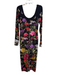 Alice + Olivia Size 10 Black & Multi Viscose Off Shoulder Scoop Neck Dress Black & Multi / 10