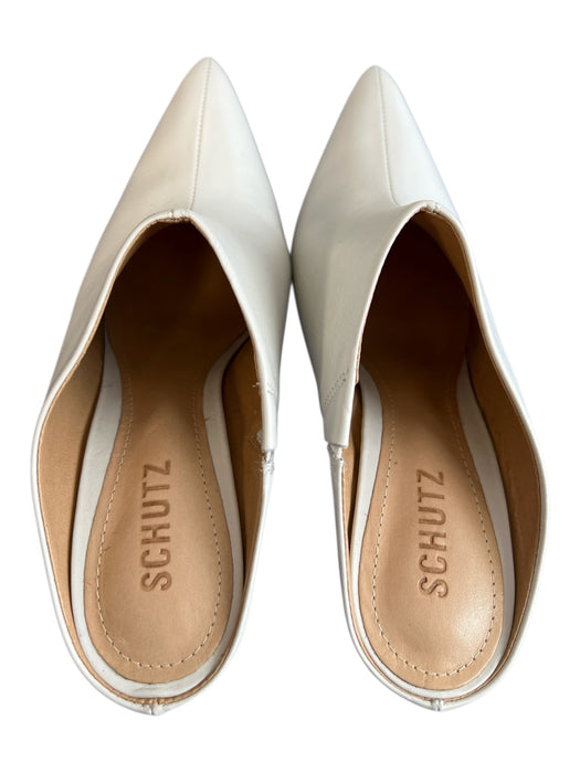 Schutz Shoe Size 8 White Leather Pointed Toe Open Back High Heel Shoes White / 8