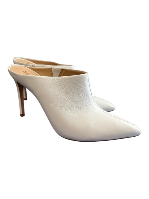 Schutz Shoe Size 8 White Leather Pointed Toe Open Back High Heel Shoes White / 8