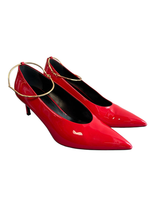 Via Spiga Shoe Size 8 Red Patent Leather Pointed Toe Ankle Strap Pump Shoes Red / 8