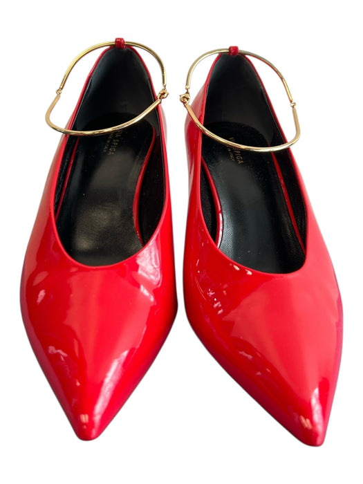 Via Spiga Shoe Size 8 Red Patent Leather Pointed Toe Ankle Strap Pump Shoes Red / 8