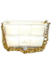 Monica Bini White Leather Top Zipper Puff Quilted Brass Hardware Shoulder Bag White / Small