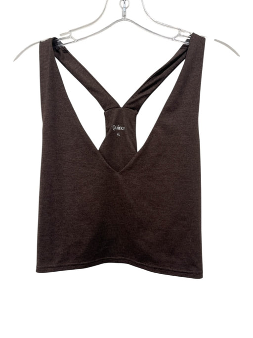 Quince Size XL Dark Brown Heathered Sports Bra Ankle Length Legging Athletic Set Dark Brown / XL