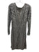 Adrianna Papell Size L Silver & Gray Polyester Sequin & Beaded Embellished Dress Silver & Gray / L