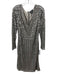 Adrianna Papell Size L Silver & Gray Polyester Sequin & Beaded Embellished Dress Silver & Gray / L