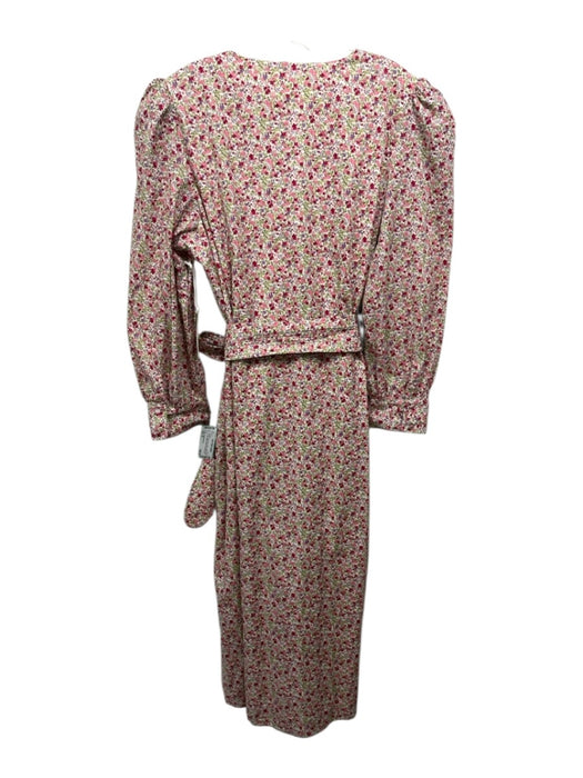 Hyacinth House Size XL White, Pink & Green Cotton Floral Long Sleeve Midi Dress White, Pink & Green / XL
