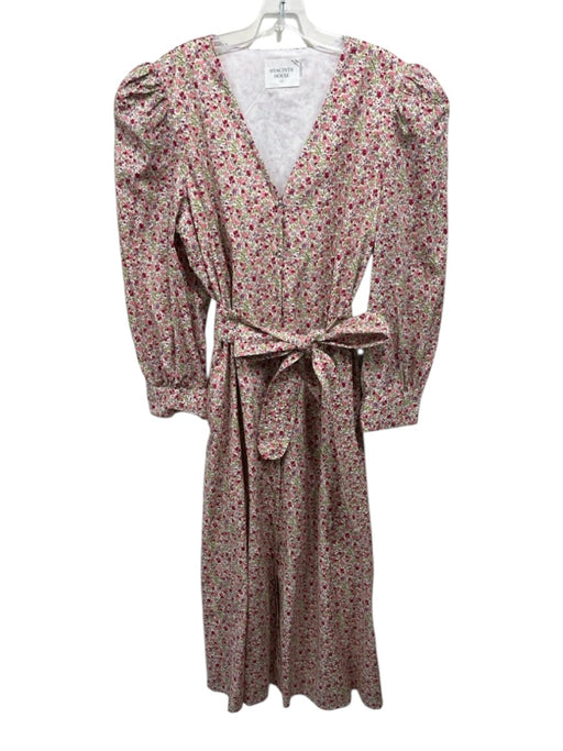 Hyacinth House Size XL White, Pink & Green Cotton Floral Long Sleeve Midi Dress White, Pink & Green / XL