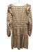 Derek Lam 10 Crosby Size XL Tan & beige Cotton Abstract Print Tiered Dress Tan & beige / XL