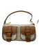 Michael Michael Kors White, Brown & Grey Leather Pouch Pocket Buckle Detail Bag White, Brown & Grey / XS