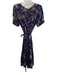 Tory Burch Size 10 navy blue & multi Rayon Blend Short Sleeve Slip Inc Dress navy blue & multi / 10