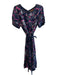 Tory Burch Size 10 navy blue & multi Rayon Blend Short Sleeve Slip Inc Dress navy blue & multi / 10