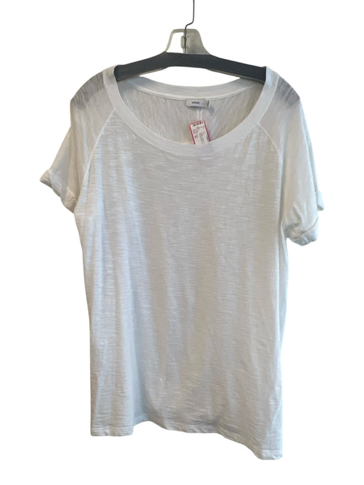 Vince Size XL White Cotton Short Sleeve solid color Round Neck Top White / XL